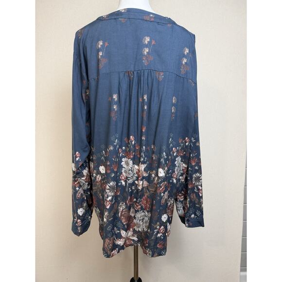 Tolani Collection Tunic Blouse 100% Modal Blue Floral Women’s Sz XL Fairy Boho - Picture 7 of 14